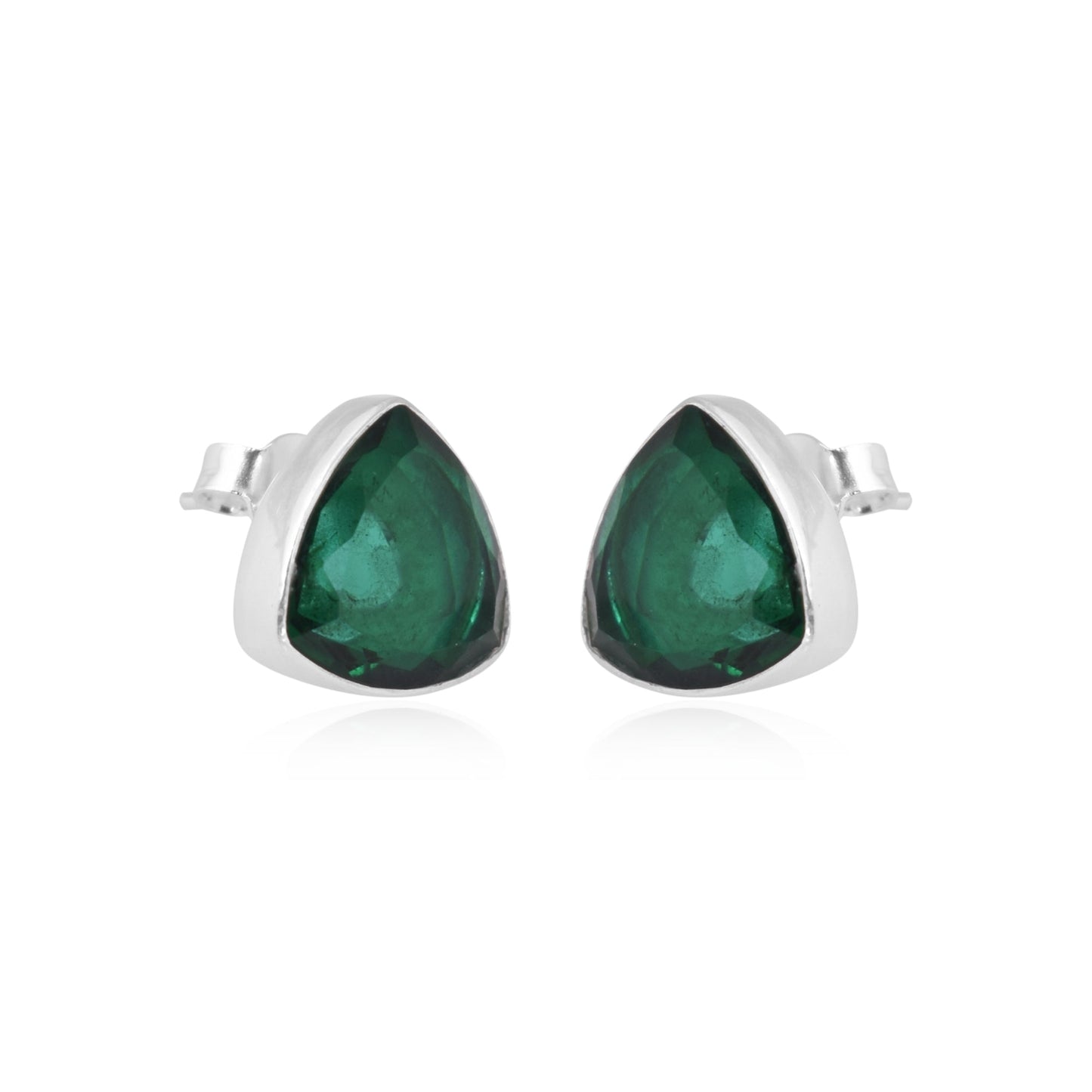 925 Sterling Silver Triangle Emerald Stone Earring Studs For Girls And Women