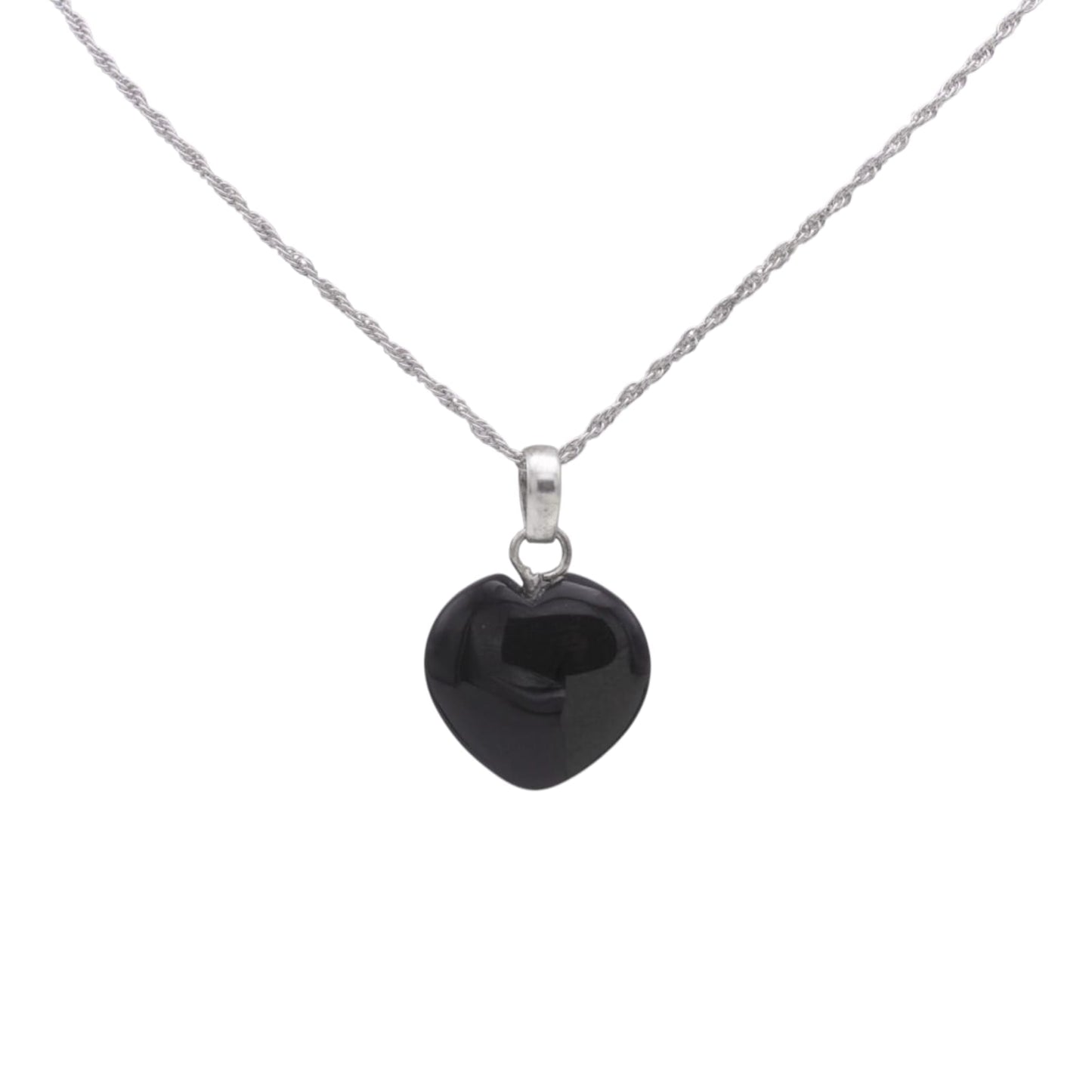 Black Stone Heart Shape Pendant with Chain