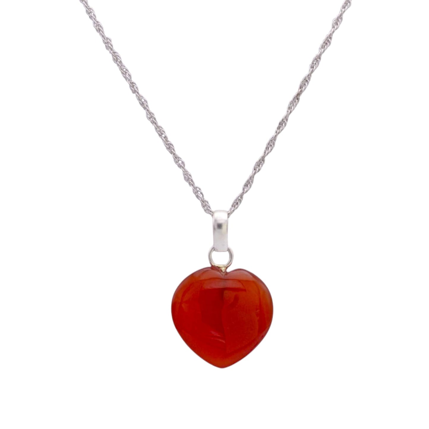 Red Stone Heart Shape Pendant with Chain