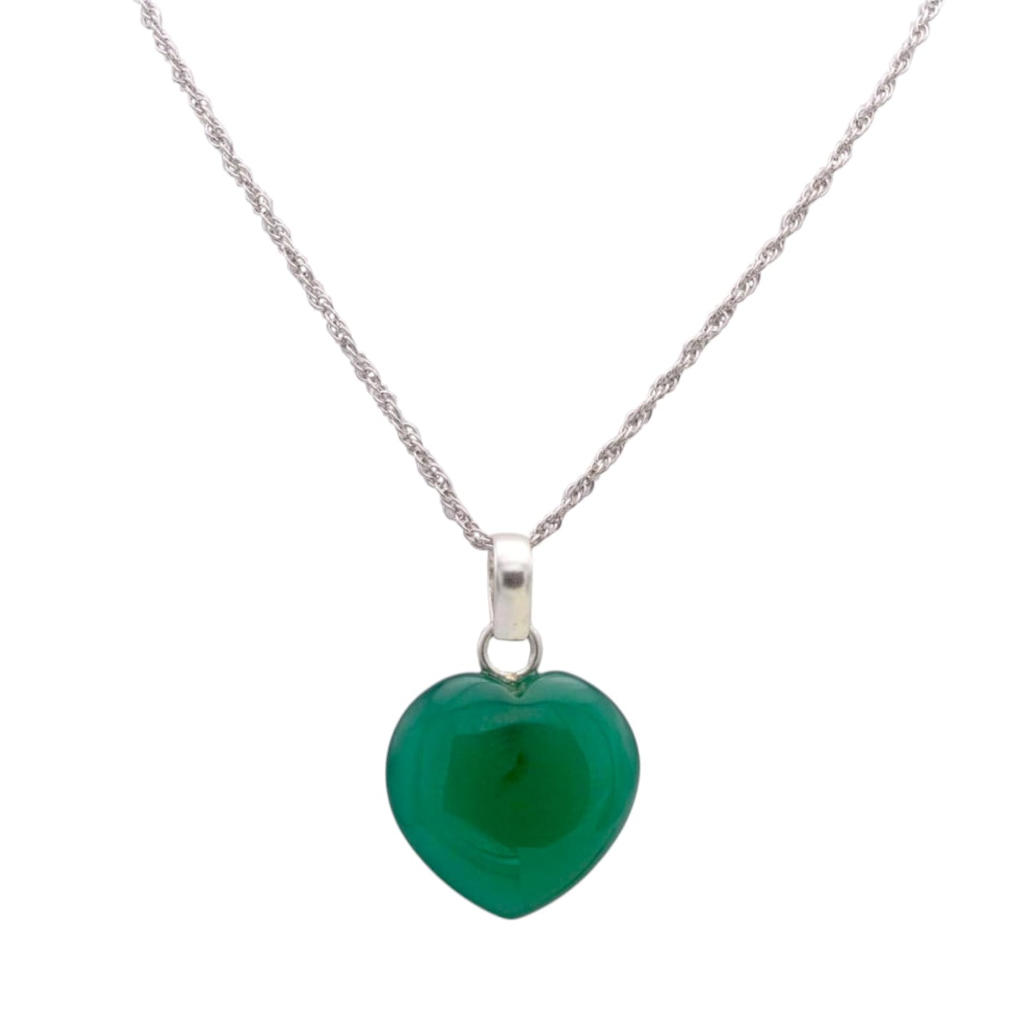 Green Stone Heart Shape Pendant with Chain