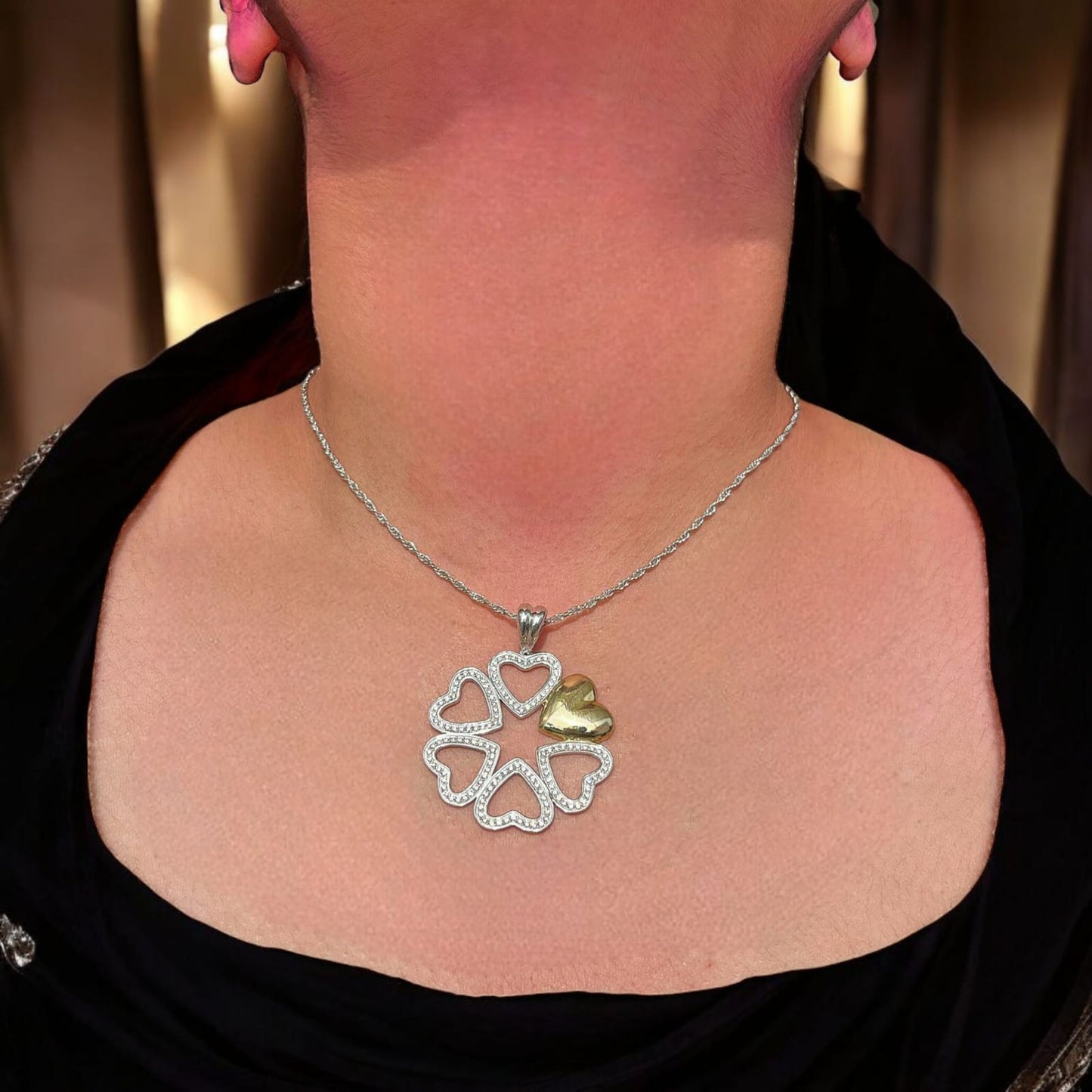 Silver Heart Shape Pendant With Chain