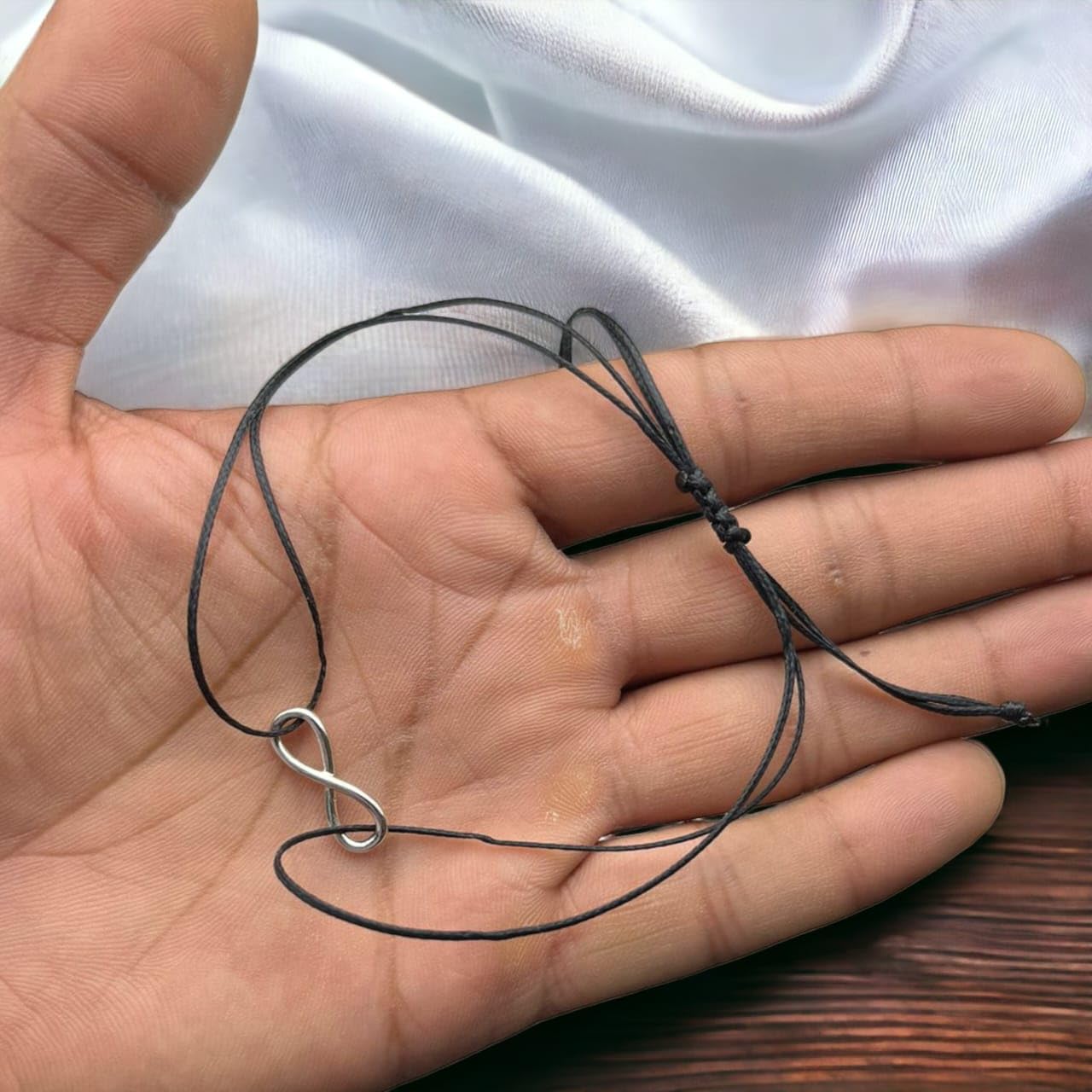 Infinity Sign In Black Thread Anklet