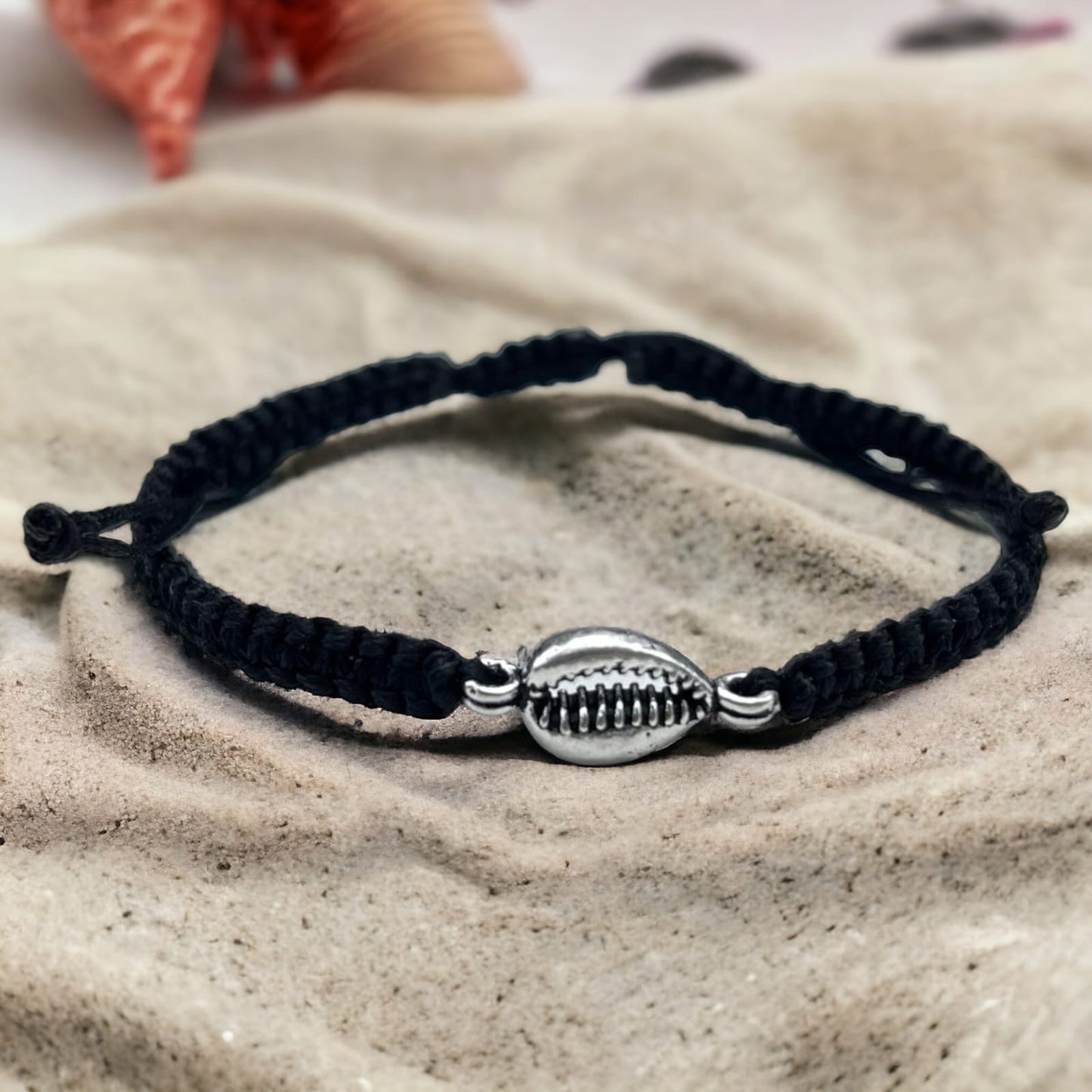 925 Sterling Silver Shank Design Bracelet in Black Thread For Girls and Women