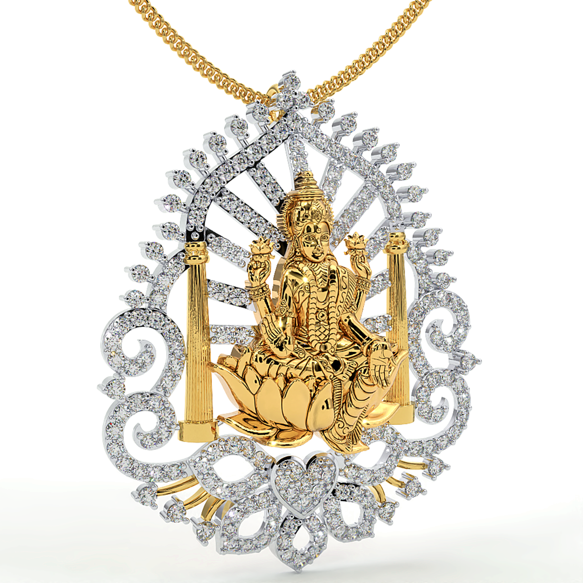 925 Sterling Silver Laxmi Ji Pendant For Girls And Women