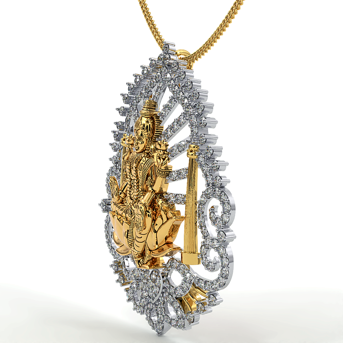 925 Sterling Silver Laxmi Ji Pendant For Girls And Women