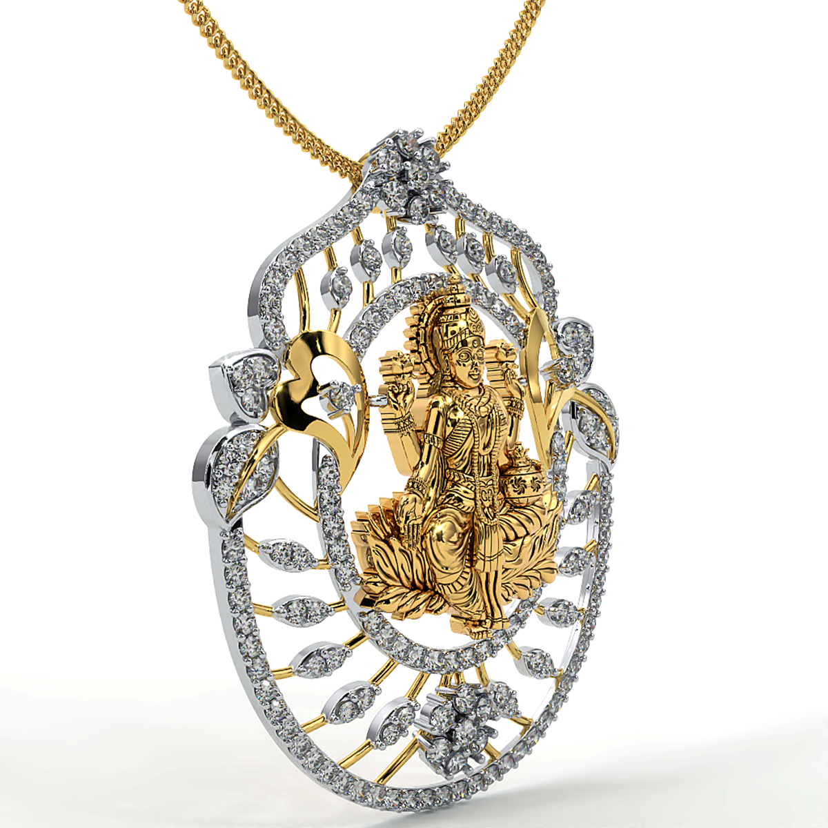 925 Sterling Silver Laxmi Ji Pendant For Girls And Women