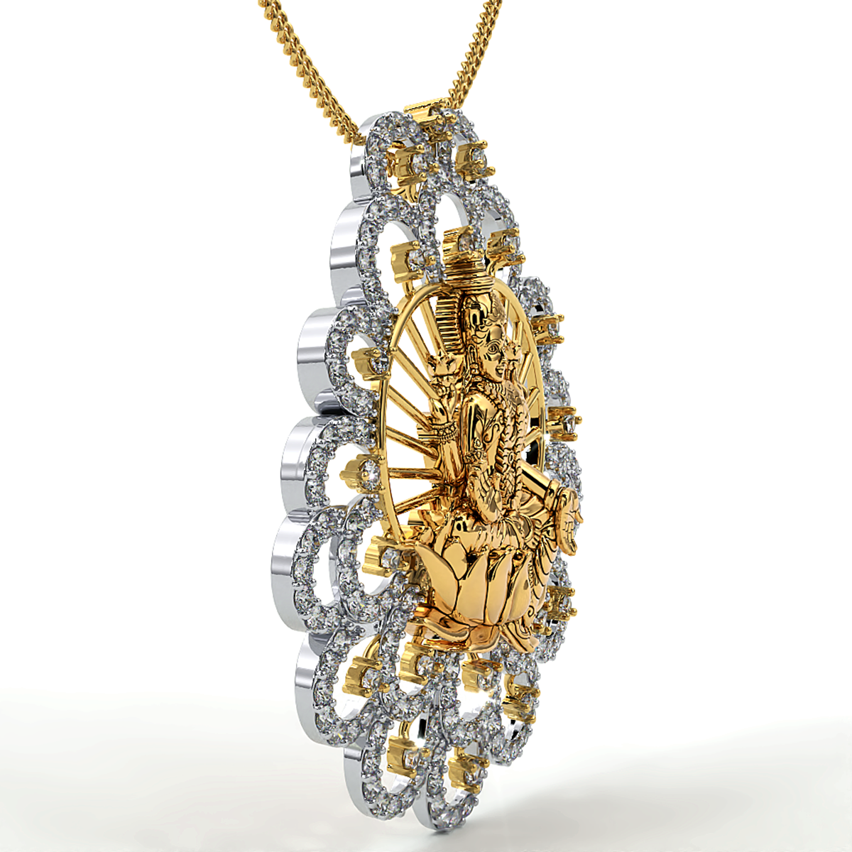 925 Sterling Silver Laxmi Ji Pendant For Girls And Women