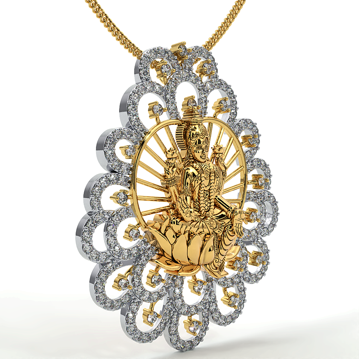 925 Sterling Silver Laxmi Ji Pendant For Girls And Women