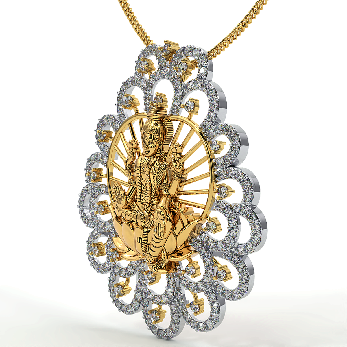 925 Sterling Silver Laxmi Ji Pendant For Girls And Women