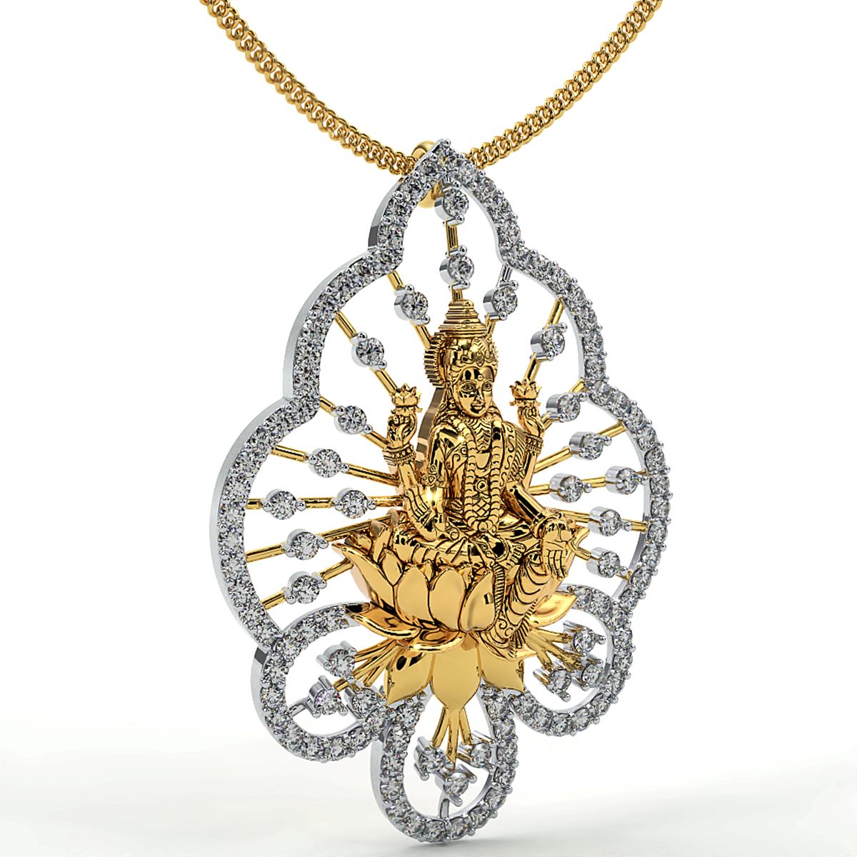 925 Sterling Silver Laxmi Ji Pendant For Girls And Women