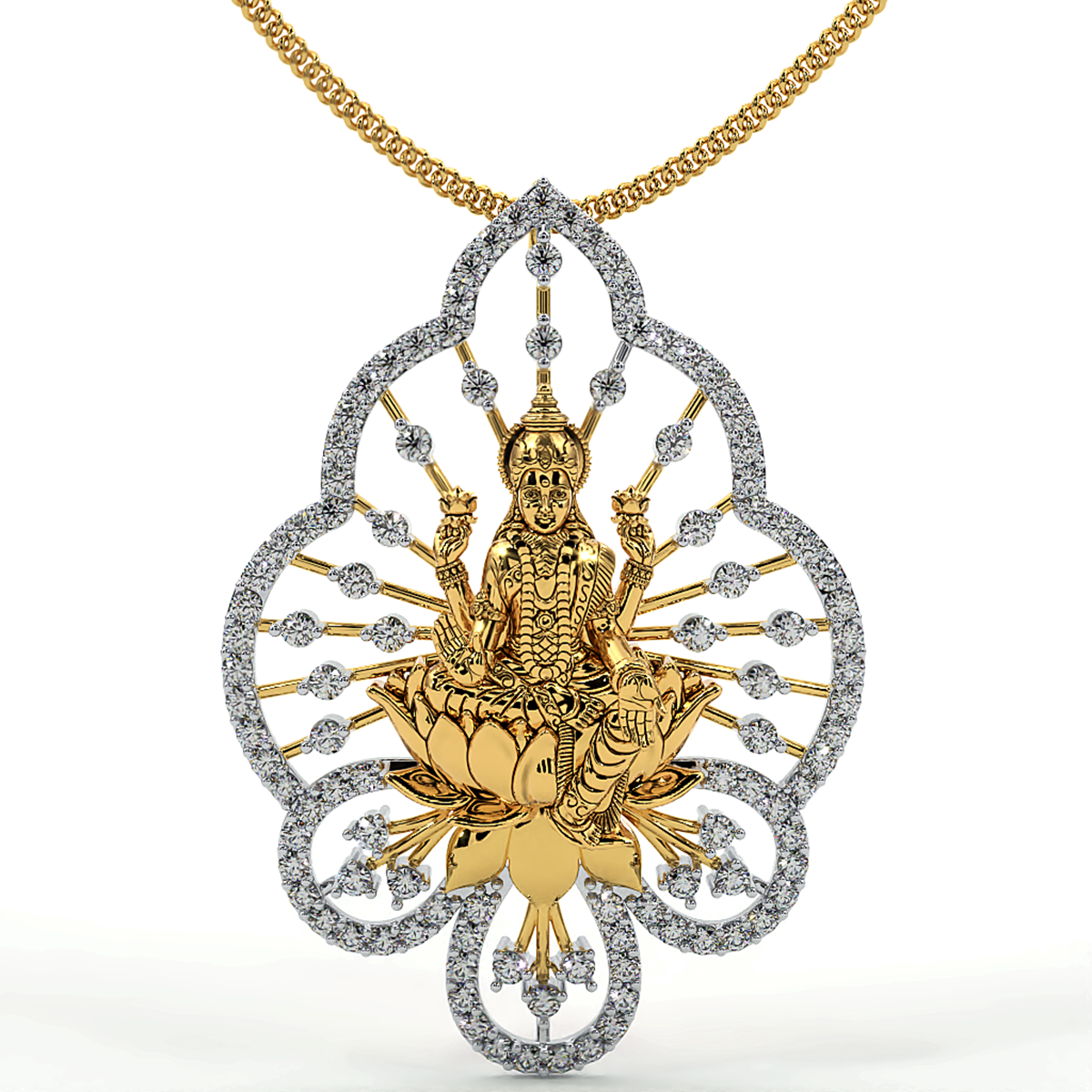 925 Sterling Silver Laxmi Ji Pendant For Girls And Women