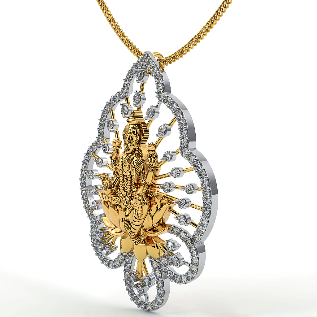 925 Sterling Silver Laxmi Ji Pendant For Girls And Women
