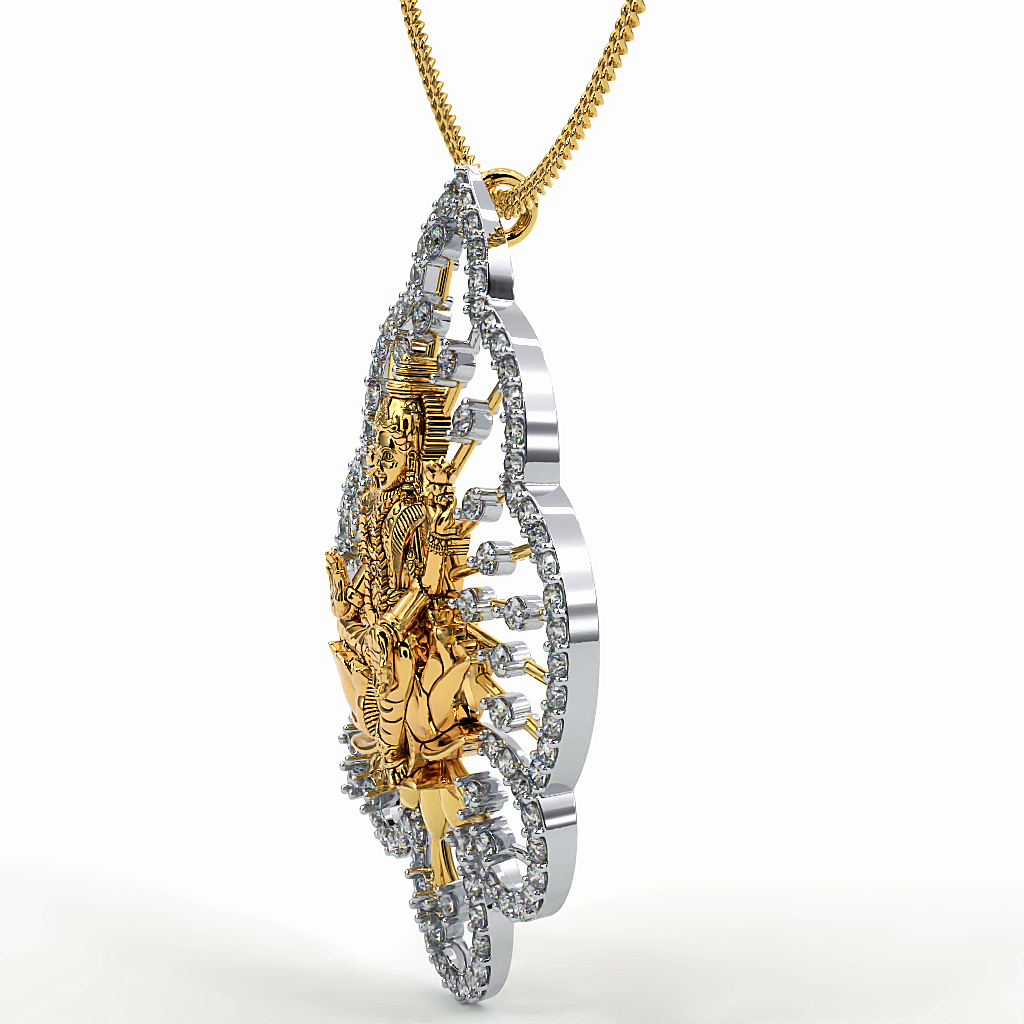 925 Sterling Silver Laxmi Ji Pendant For Girls And Women