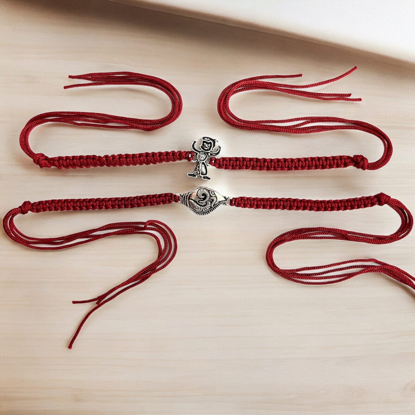 925 Sterling Silver Oxidised Chota Bheem And Om On Shank Rakhi For Brother Set Of 2