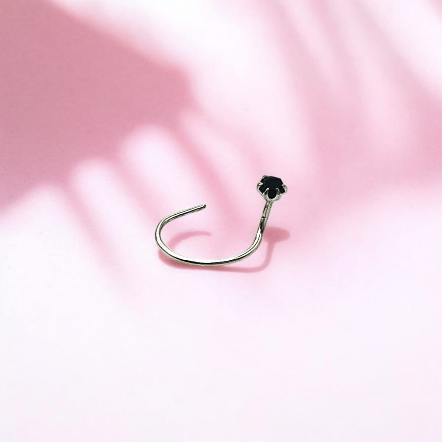 CZ Rhodium Plated Nose Pin With Wire