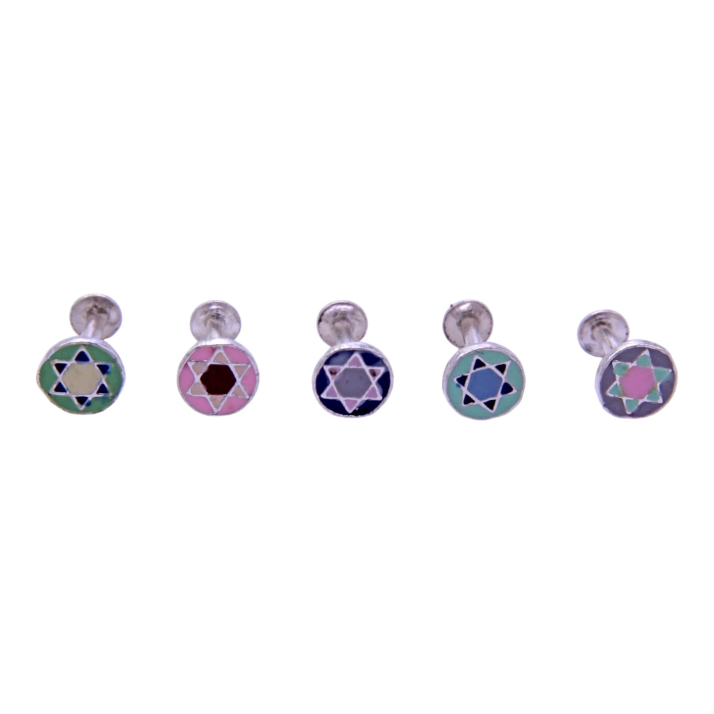 Star In Circle Multicolor Nose Pin