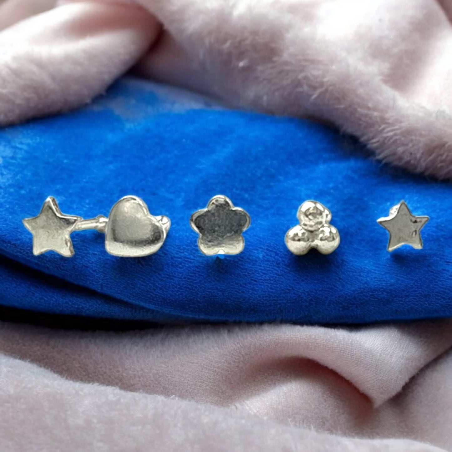 Silver Nose Pin Set of 5