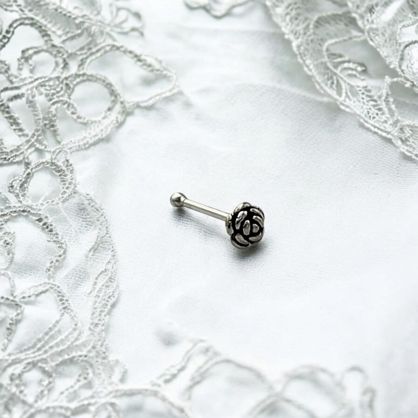 Silver Rose Nose Pin