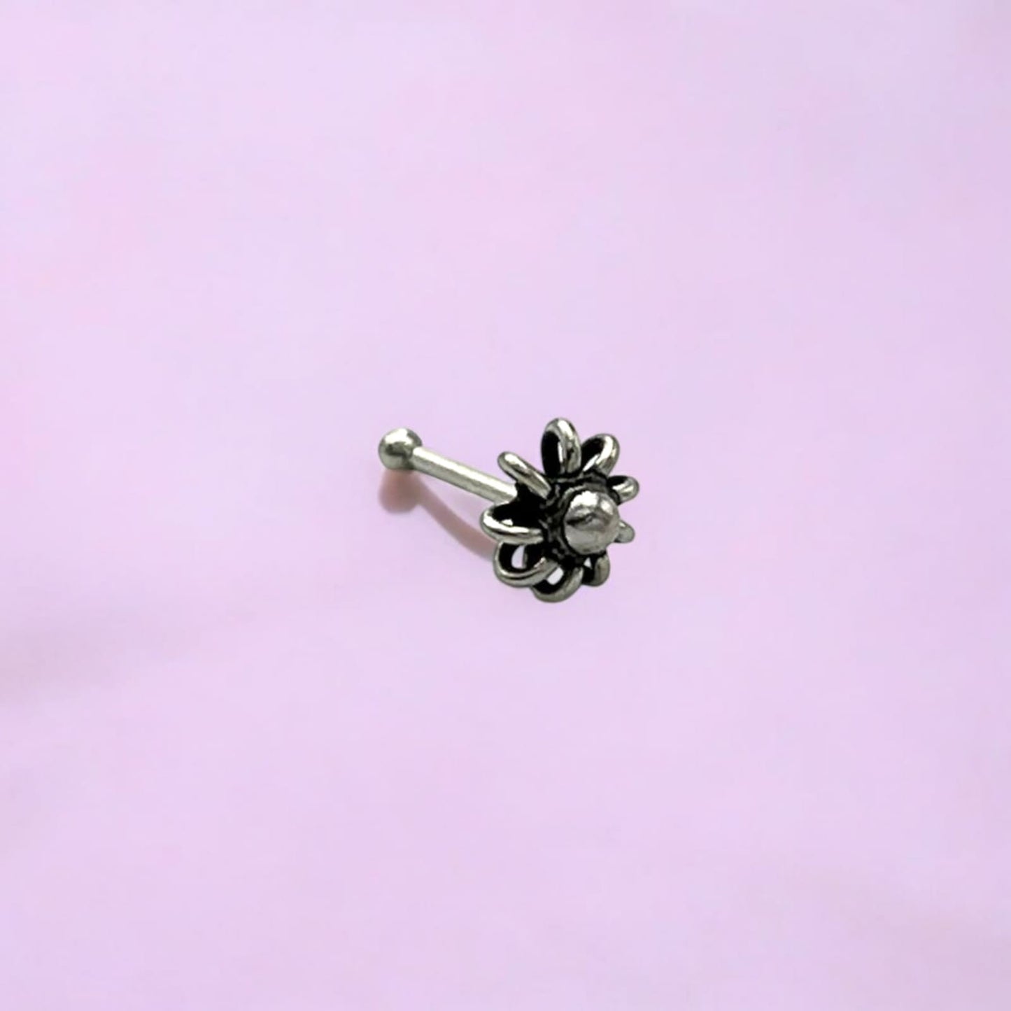 Spring Shape Nose Pin Dot In Circle