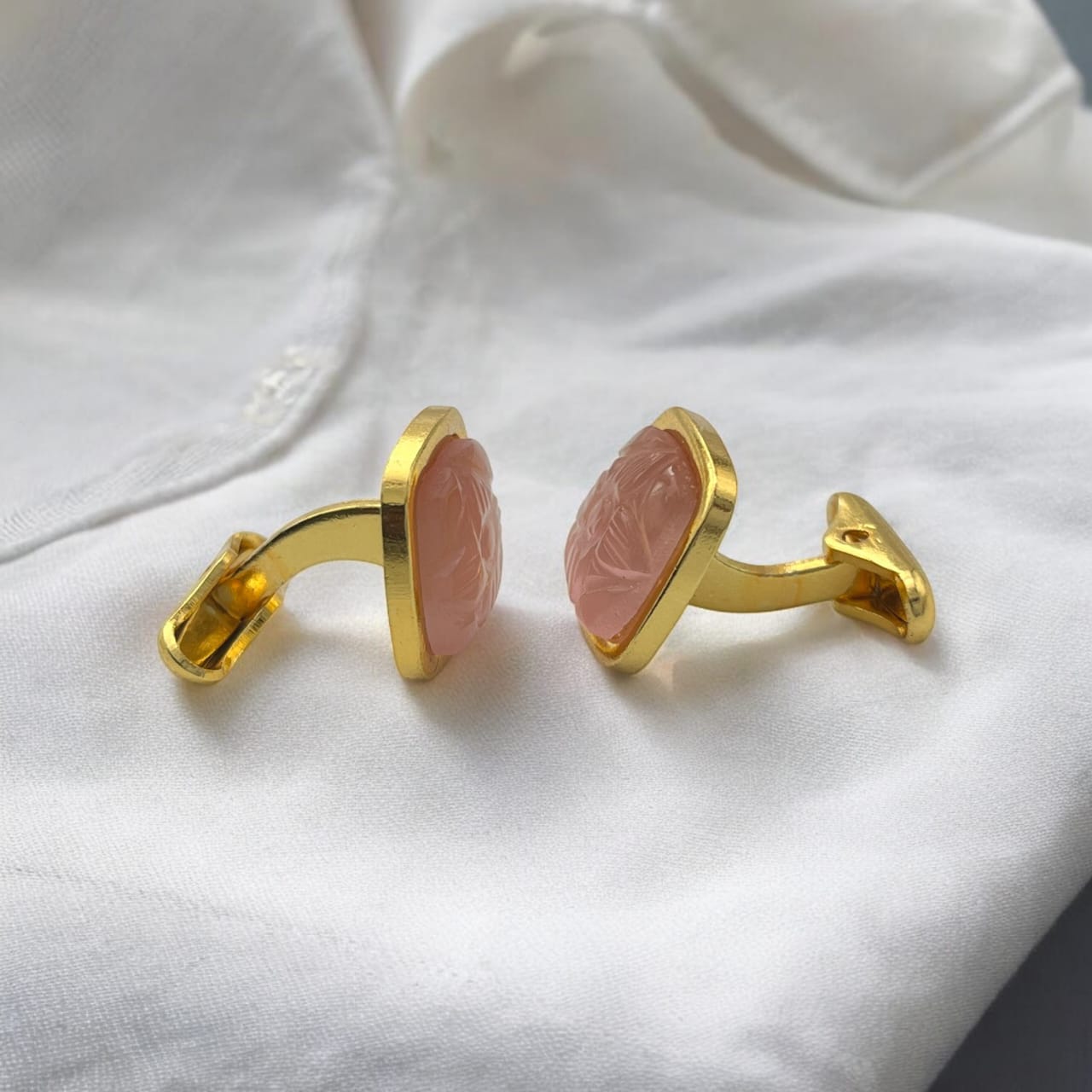 LBV Premium Pink Stone Cufflinks for Men