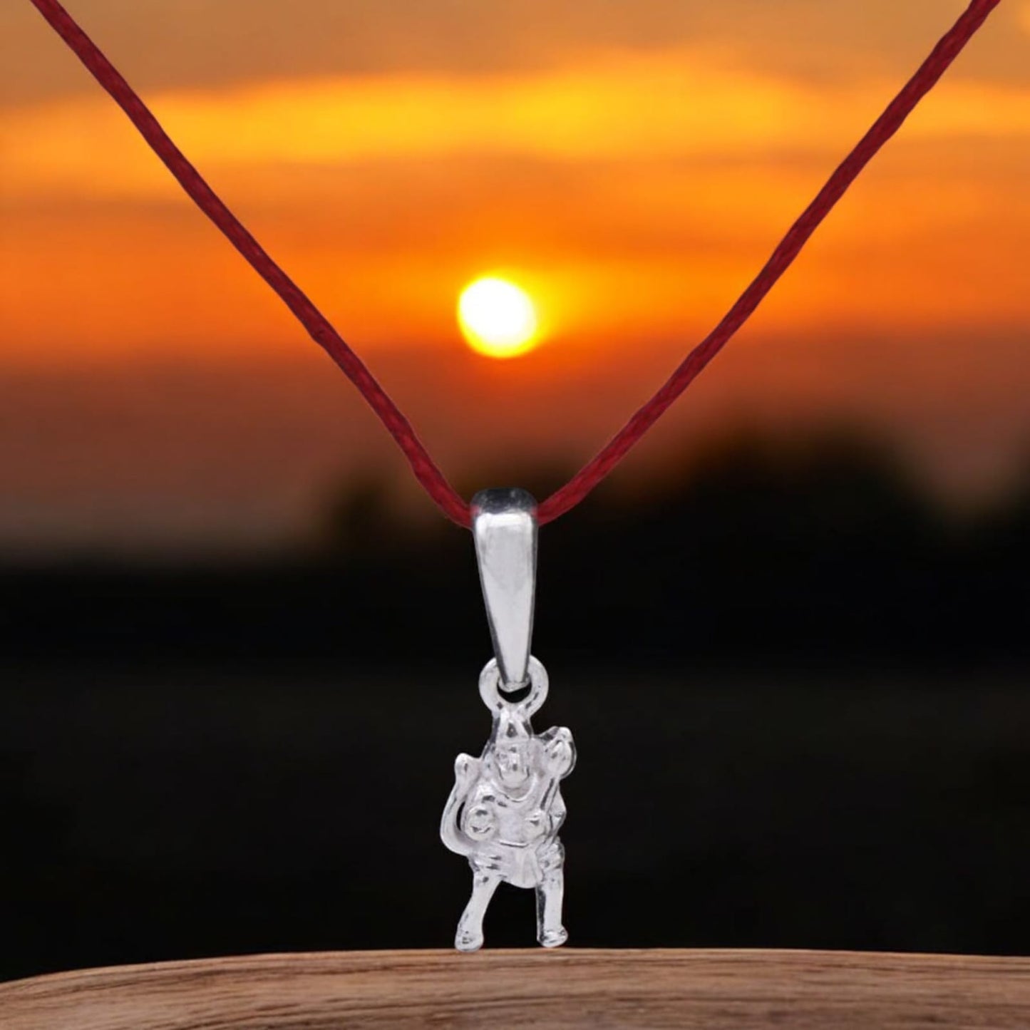 Silver Hanuman Ji Pendant With Red Thread
