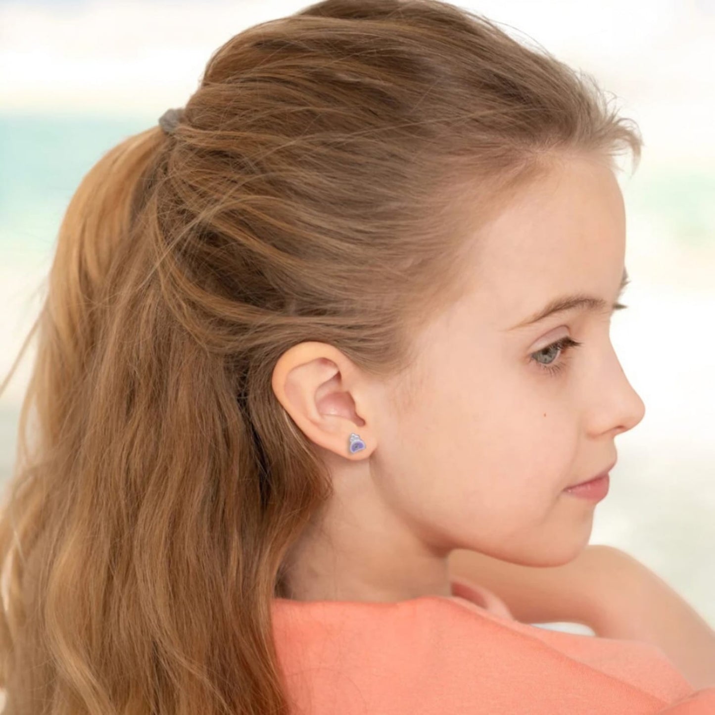 Purple Color Earring For Kids Girls