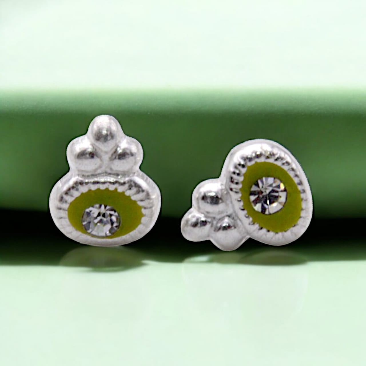Light Green Oval Shape Earring For Kids Girls