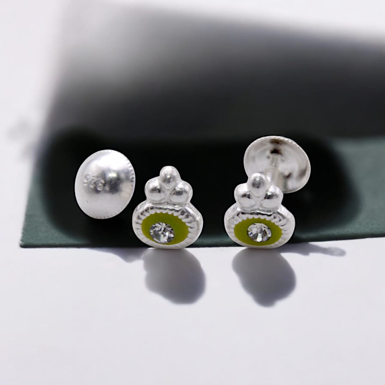 Light Green Oval Shape Earring For Kids Girls