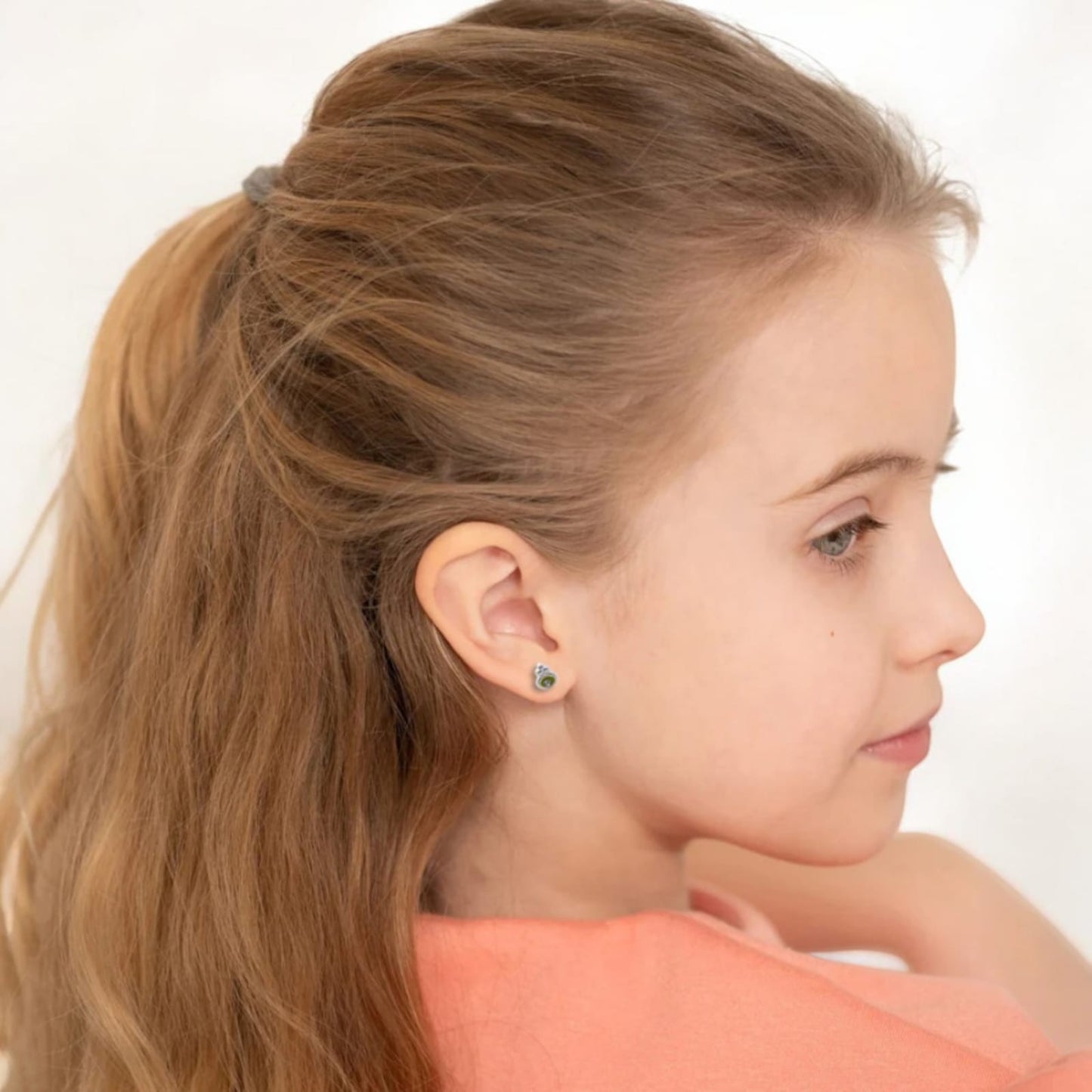Light Green Oval Shape Earring For Kids Girls