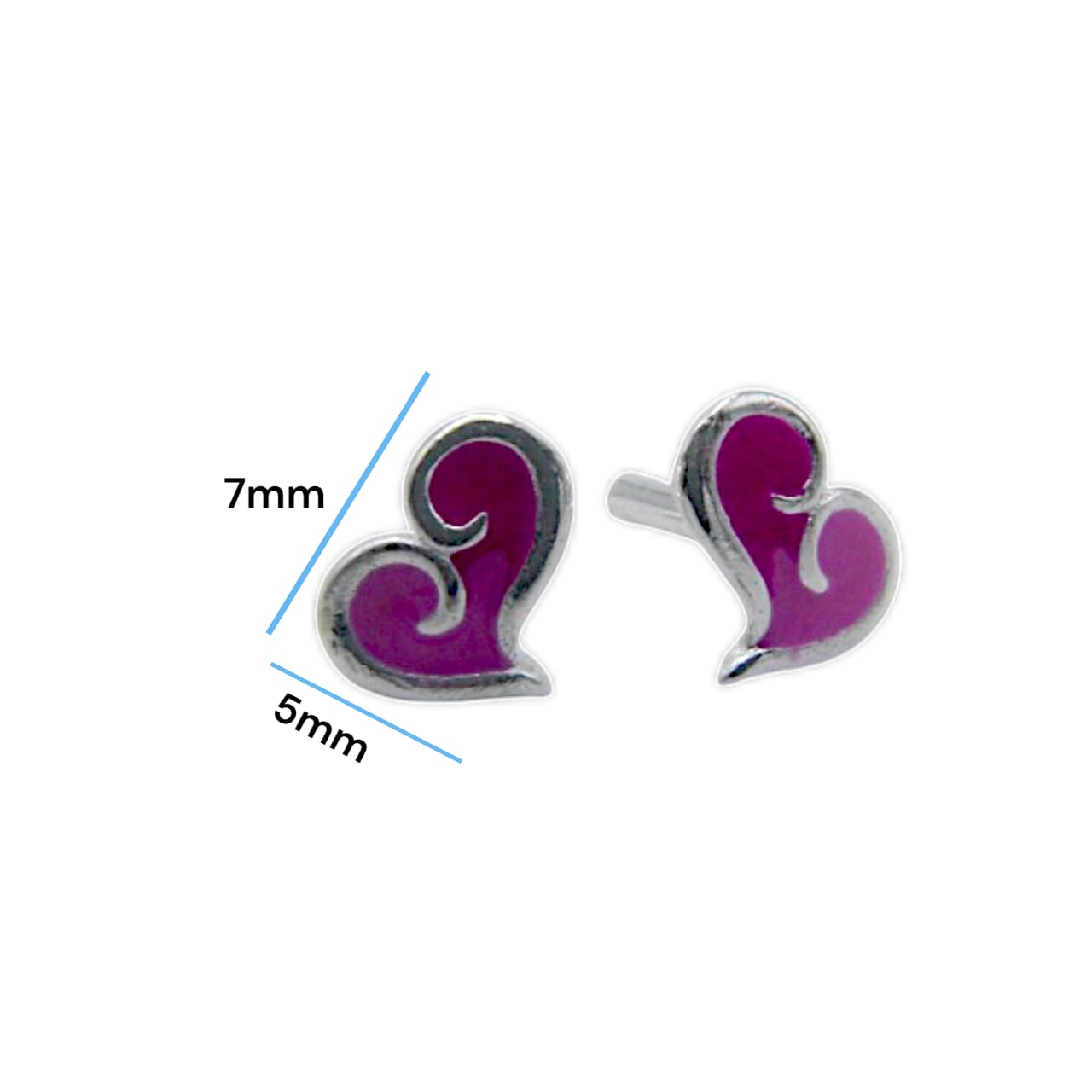 Double Tone Pink Tilted Heart Shape Earring For Kids Girls