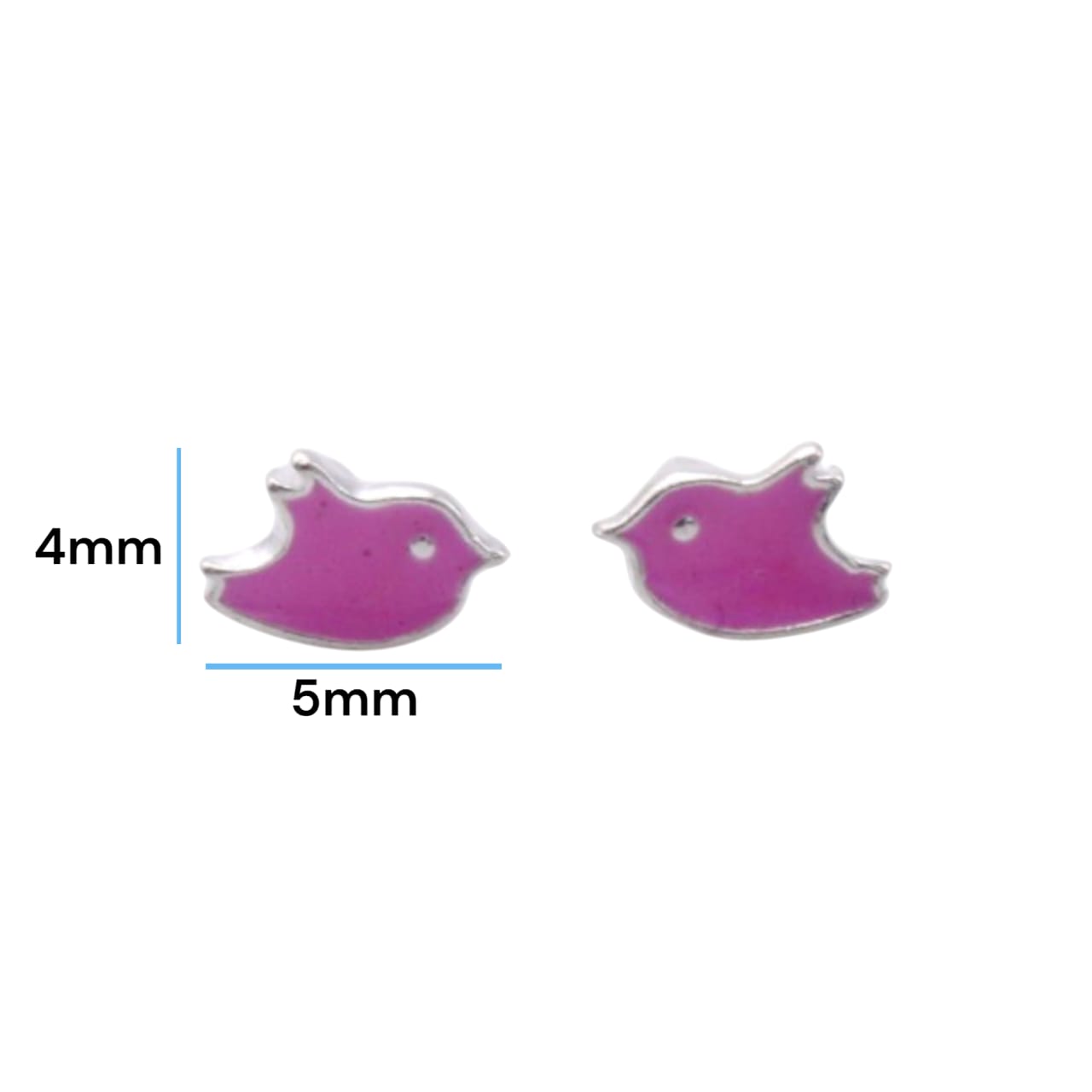 Pink Enamel Bird Shape Earring For Kids Girls