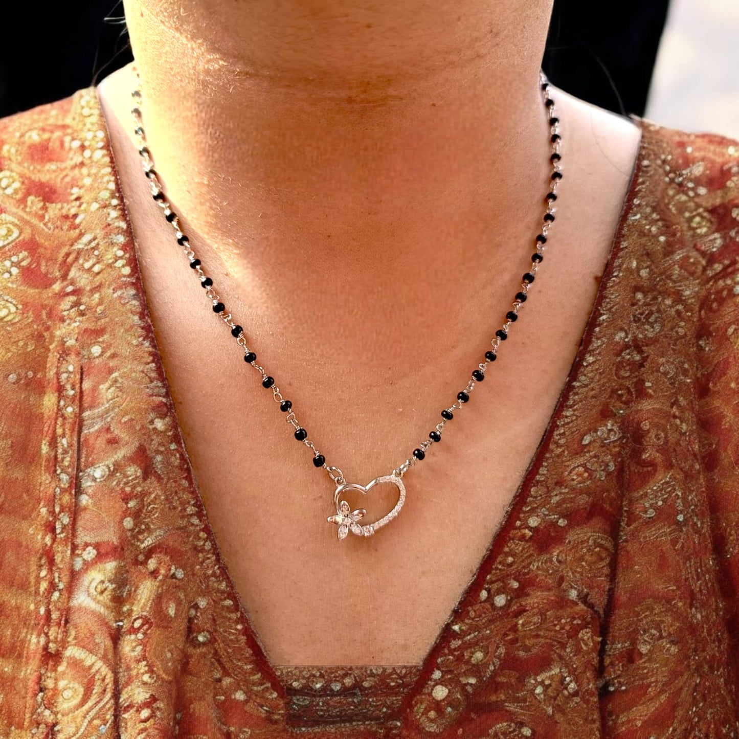 Studded Heart Shape Mangalsutra