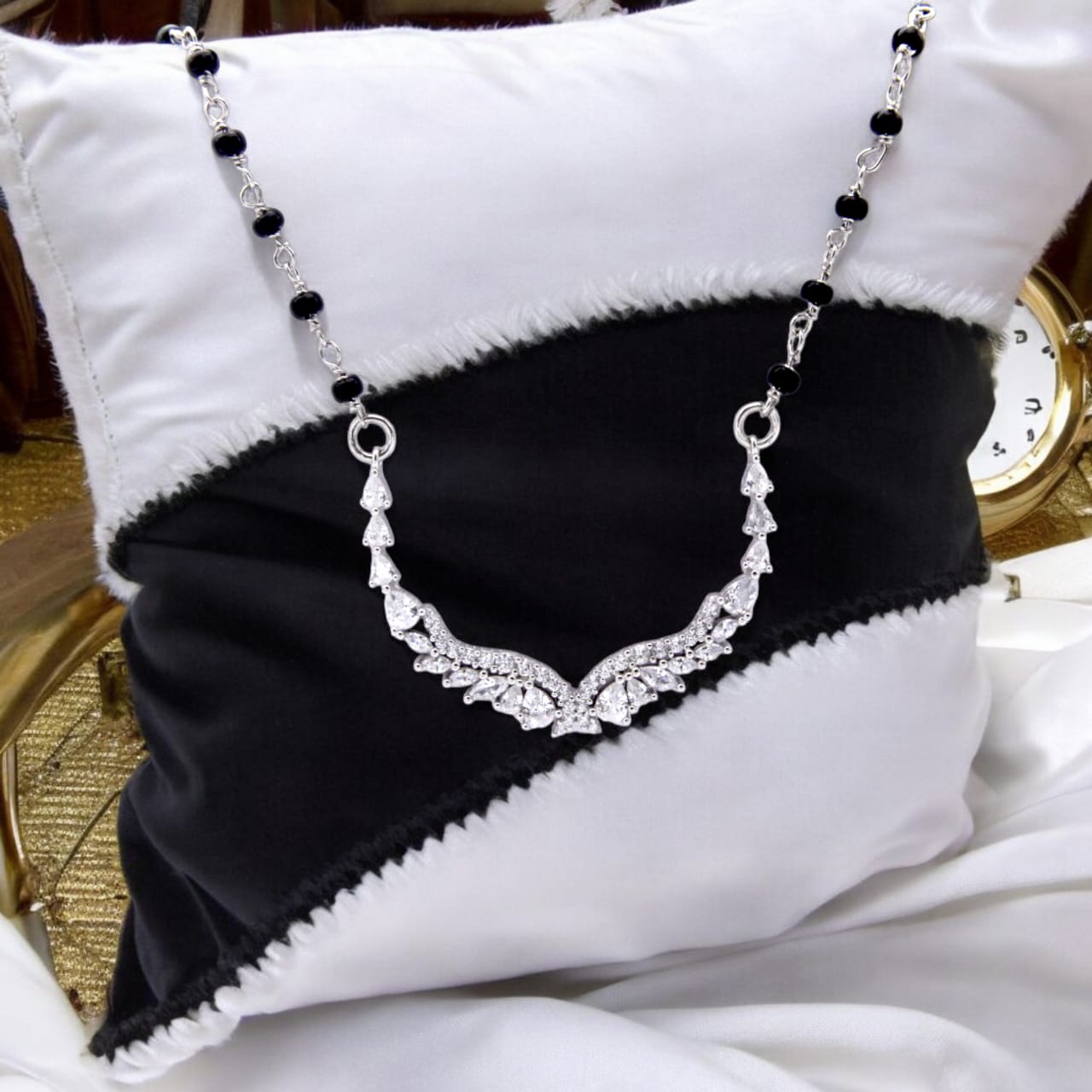 Studded Curved Shape Mangalsutra