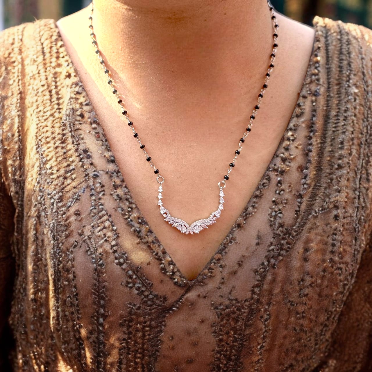 Studded Curved Shape Mangalsutra