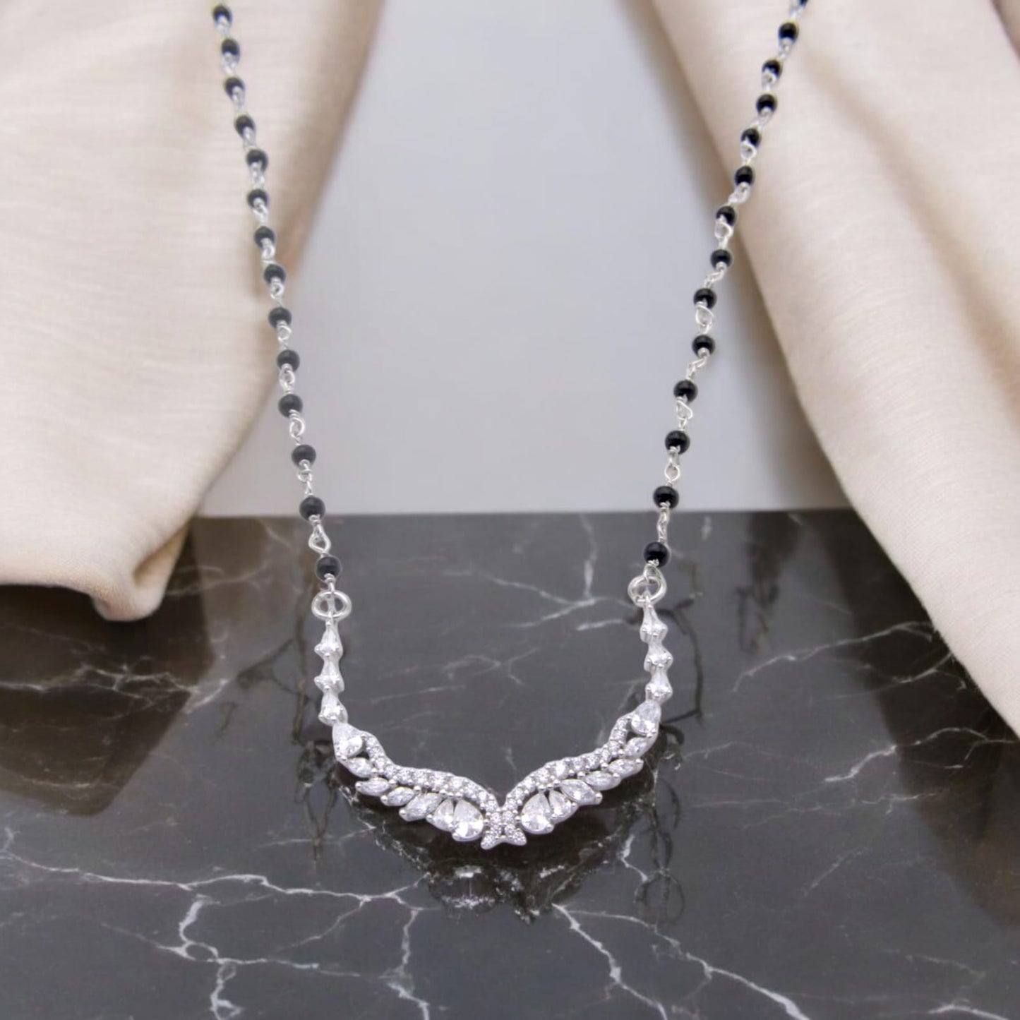 Studded Curved Shape Mangalsutra