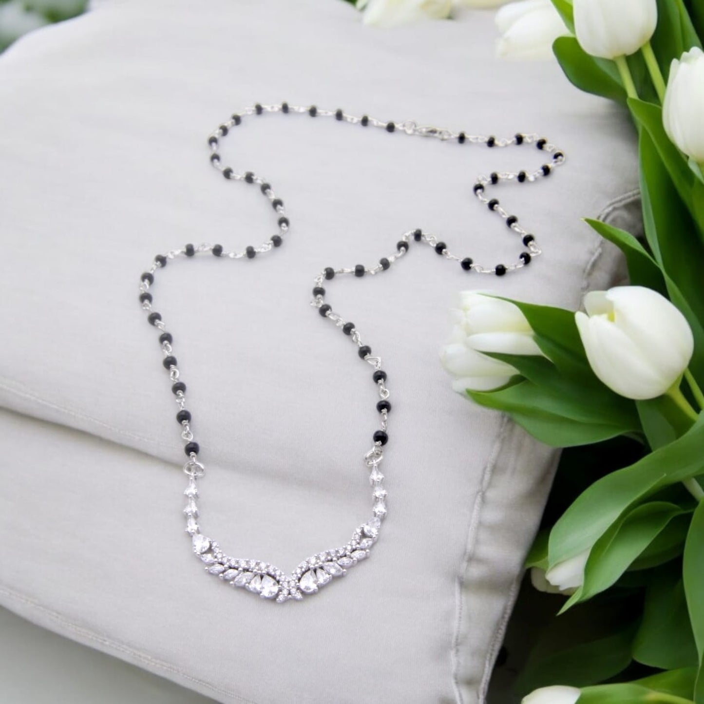 Studded Curved Shape Mangalsutra