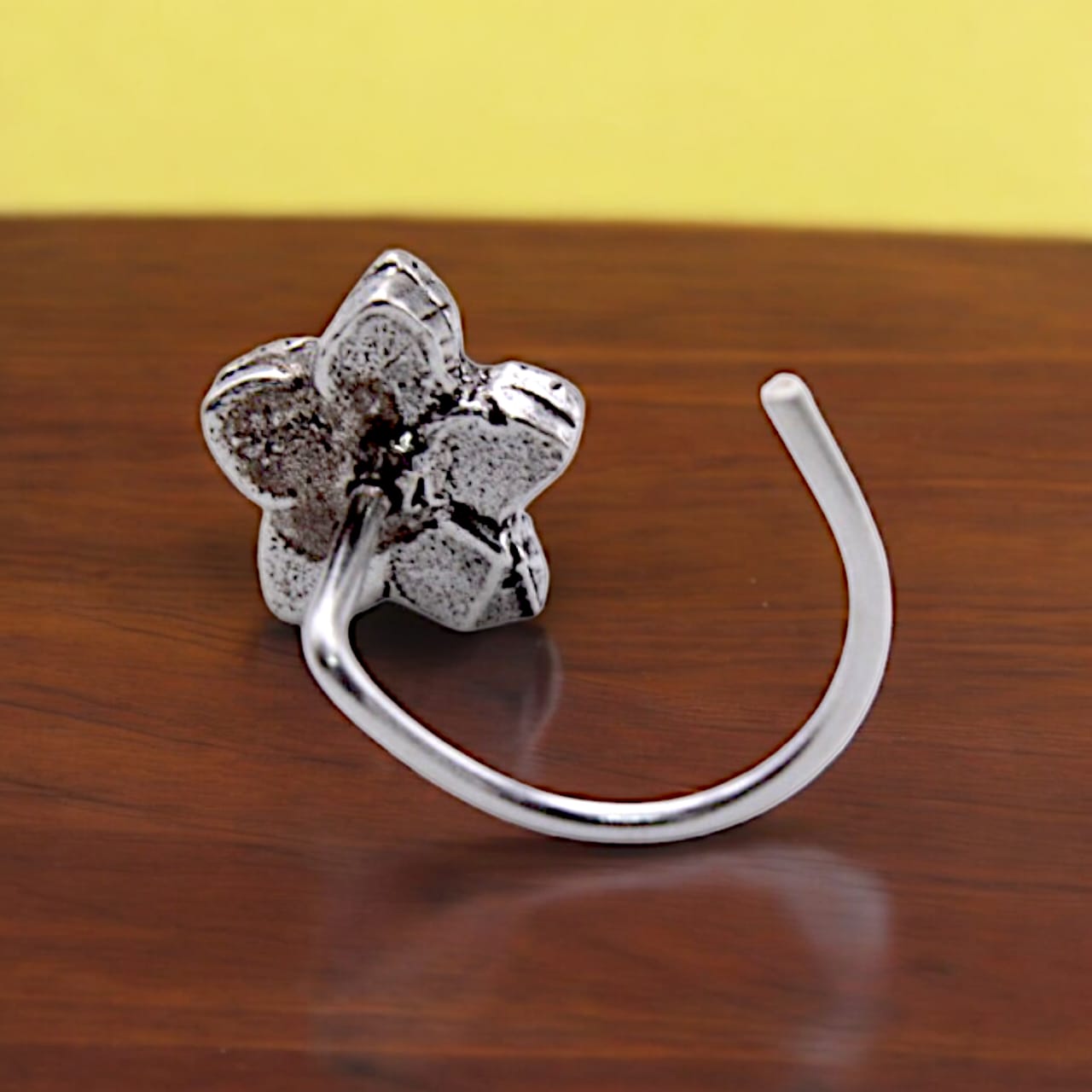 Flower Shape Oxidised Nose Pin Wire