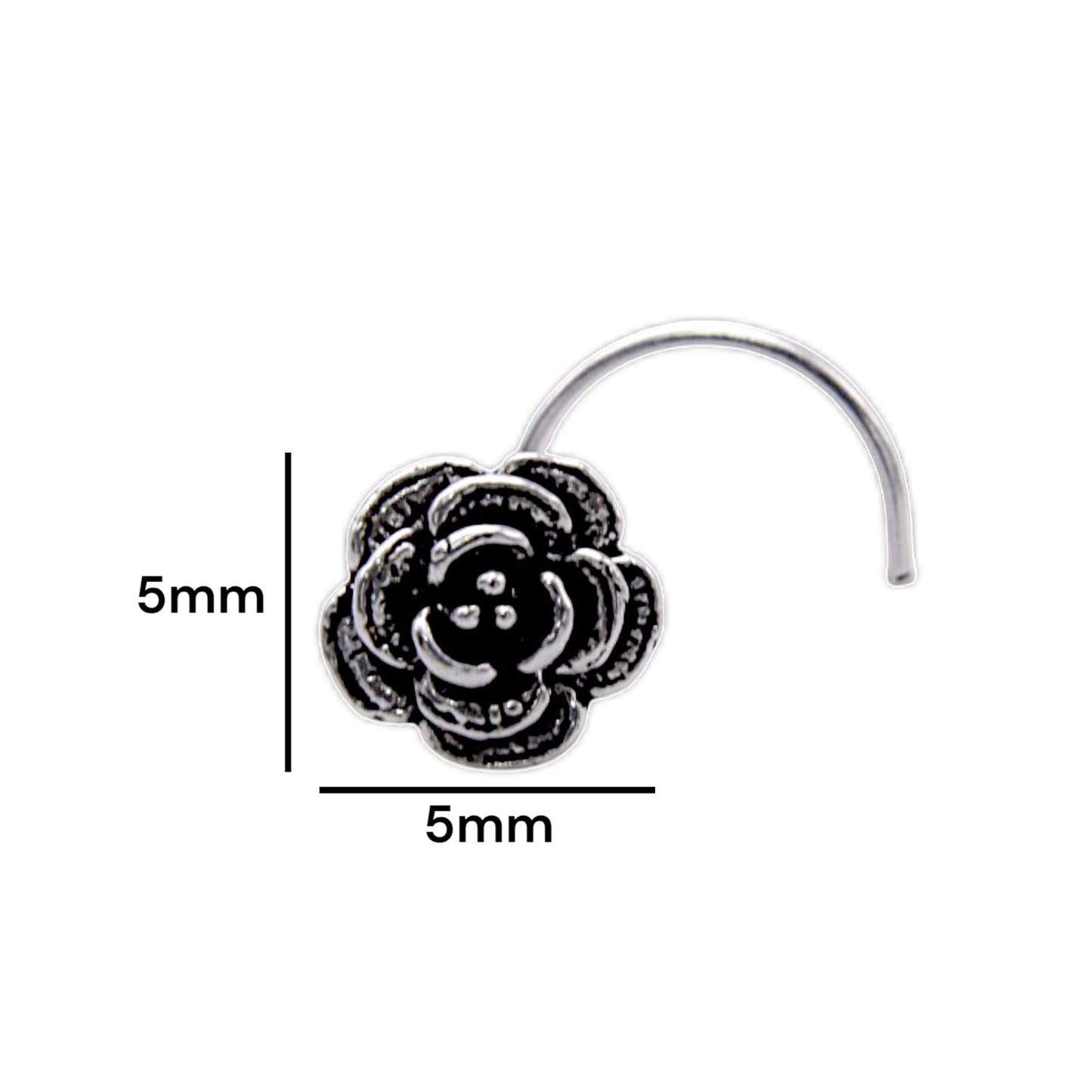 Rose Shape Oxidised Nose Pin Wire