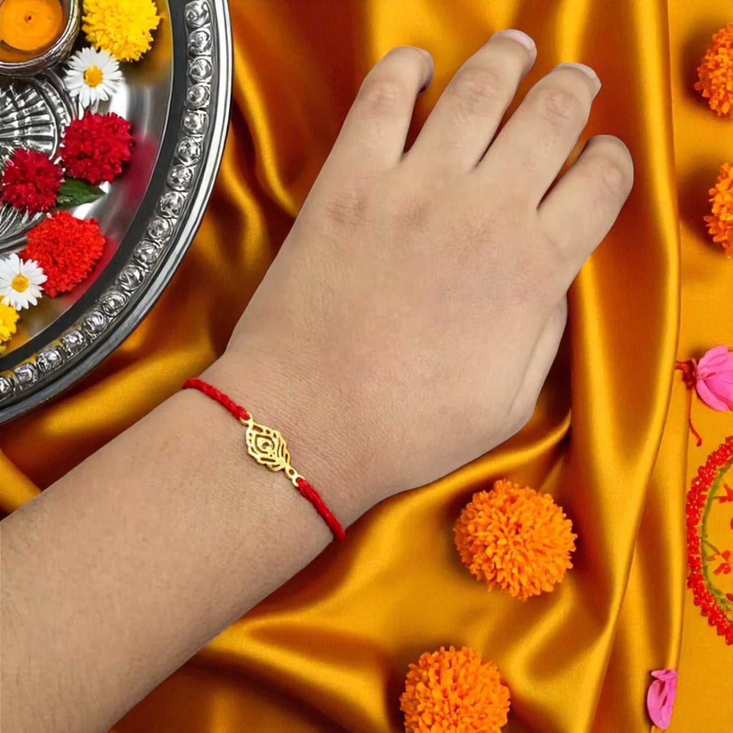 Silver Mor Pankh Rakhi for Brother