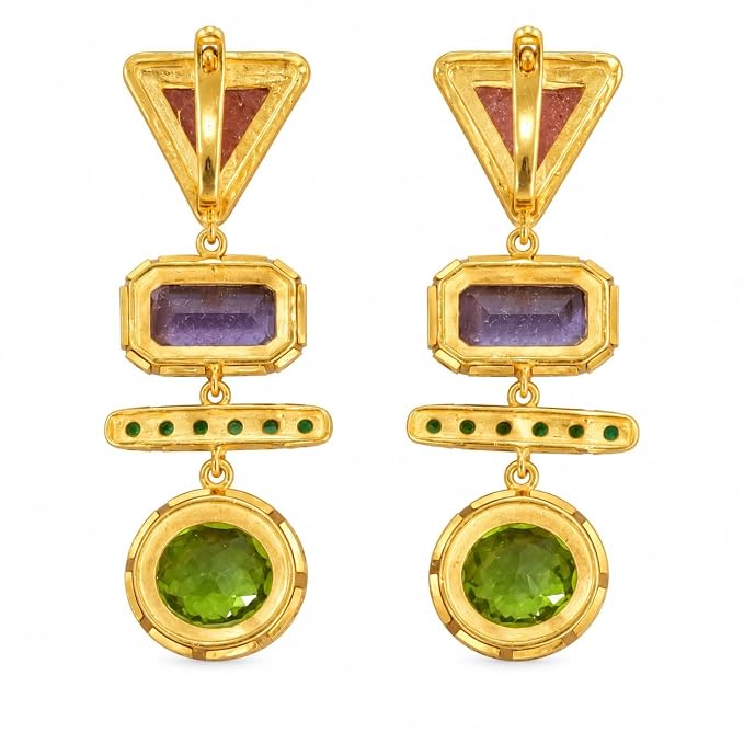 Multicolour Geometric Drop Earrings for Women & Girls