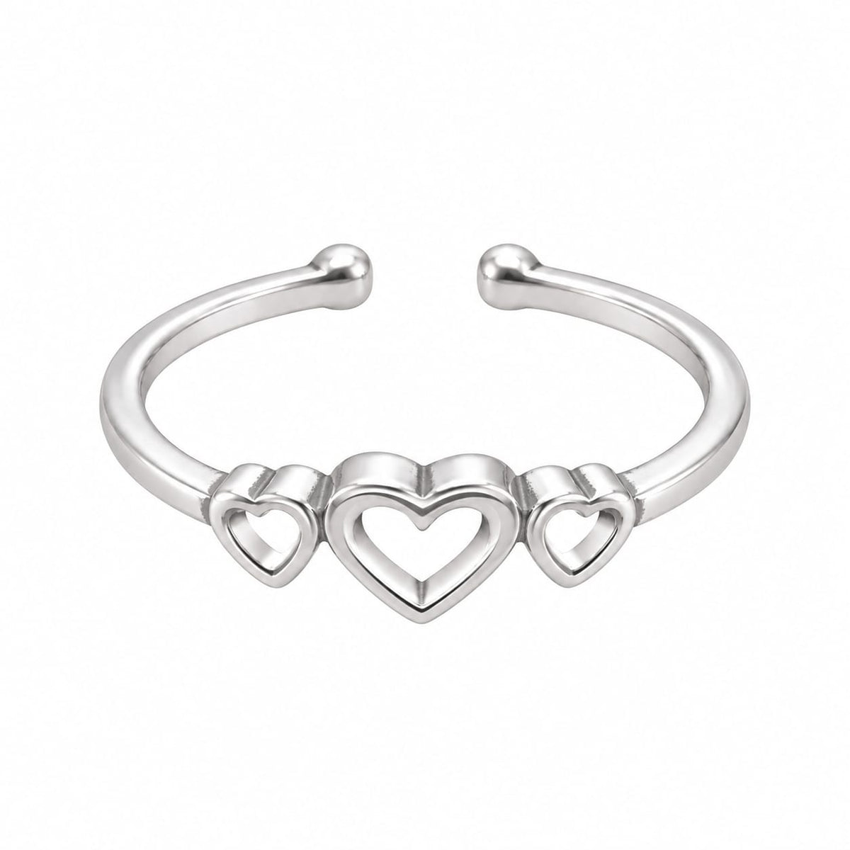 Silver Plated Baby Three Heart Design Ring