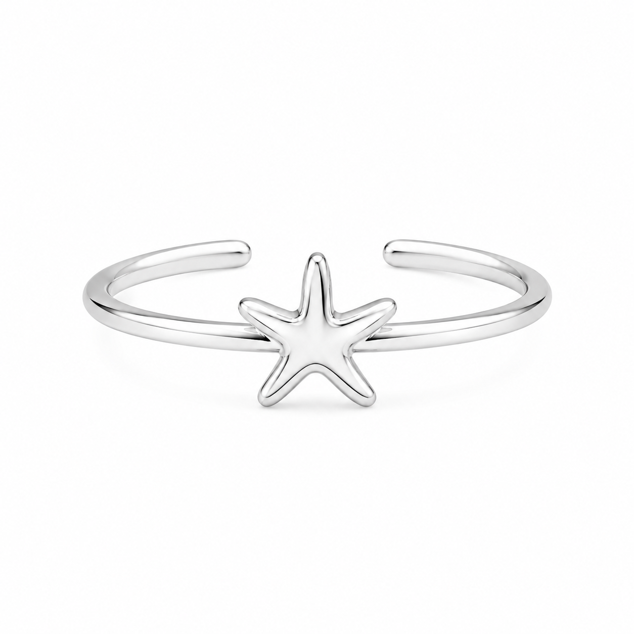 Silver Plated Solid Star Design Ring