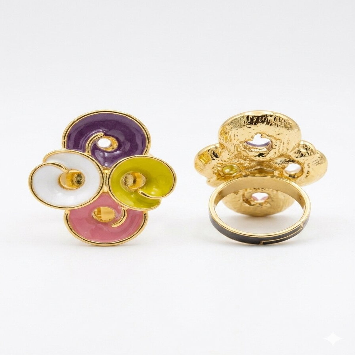 Gold Plated Pastel Enamel Ring