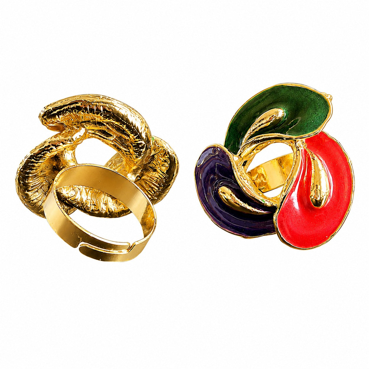 Gold Plated Tricolor Swirl Ring