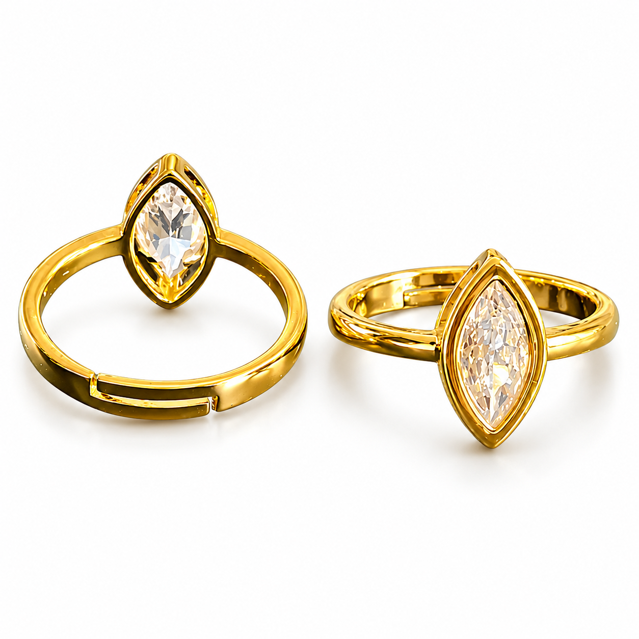 Gold Plated Marquise Crystal Ring