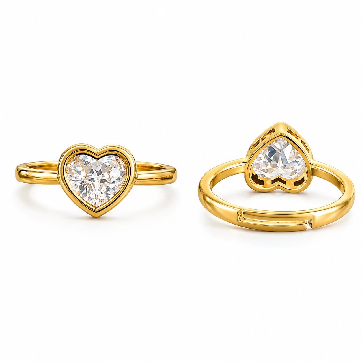Gold Plated Heart Crystal Ring