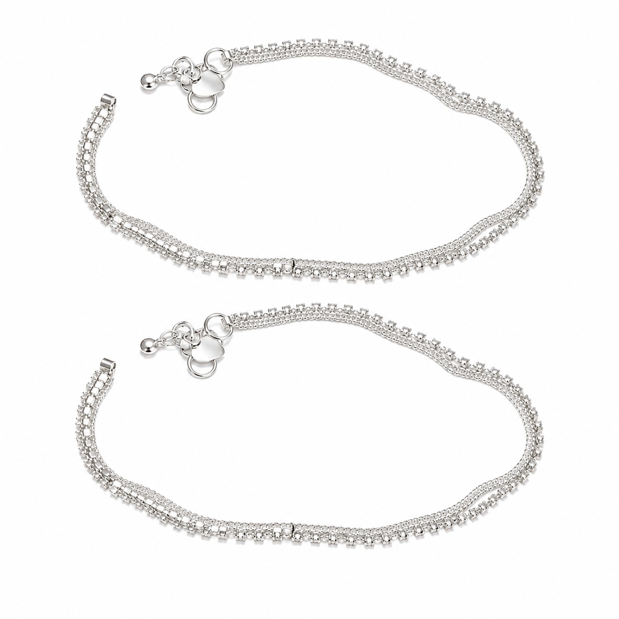 Silver Plated Anklet with zircon stones