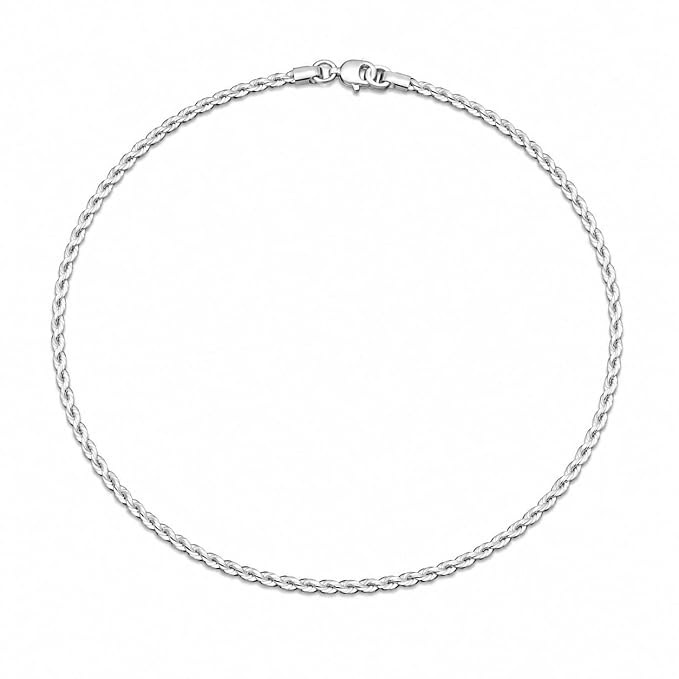 Silver-Tone Artificial Twisted Rope Chain Necklace for Women & Girls