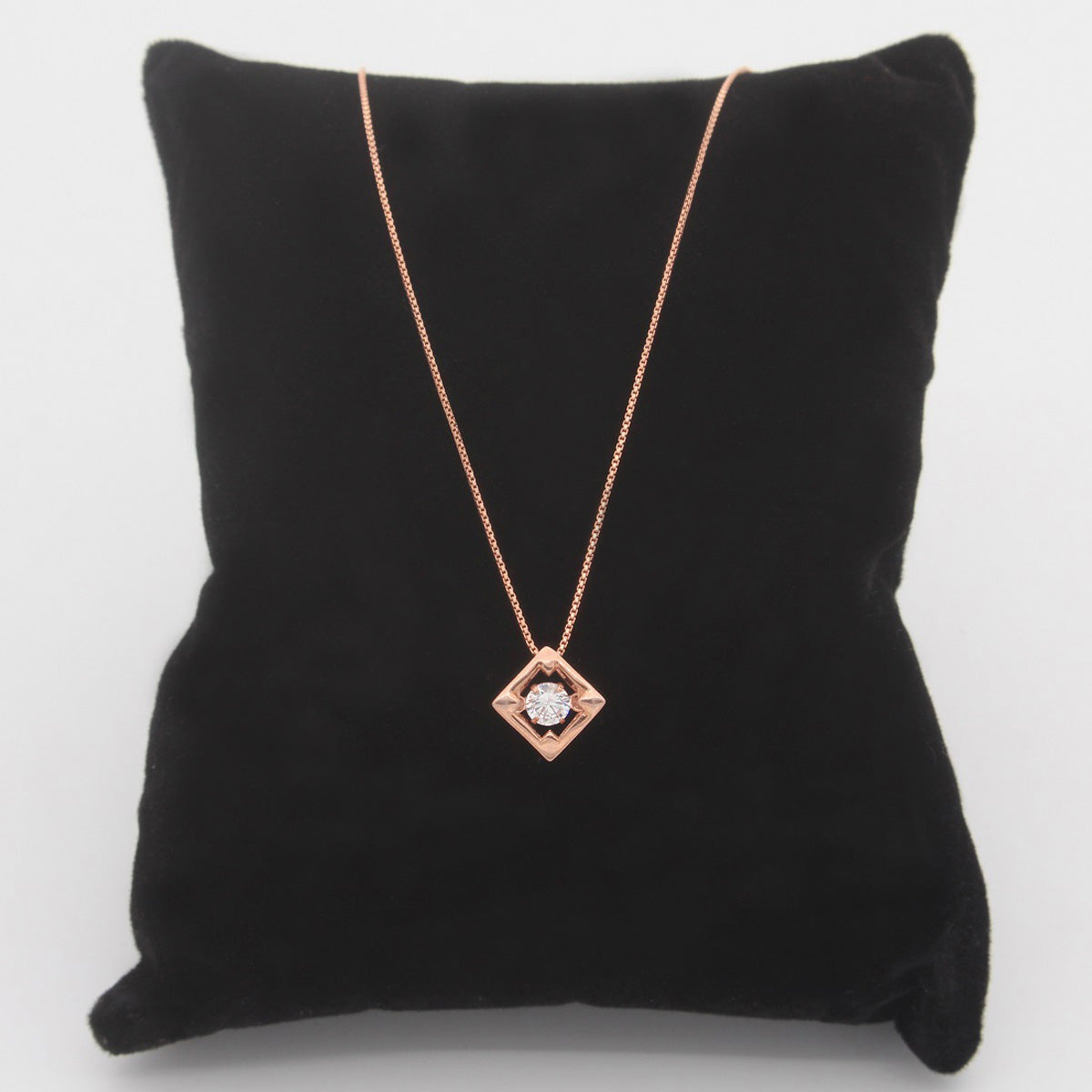 925 Sterling Silver Square Shape Rose Gold Pendant With Chain For Girls And Women