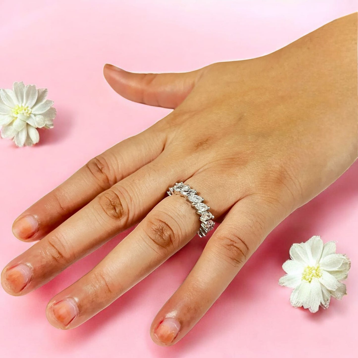 Leaf Shape Full Swarovski Stone Studded Circle Ring